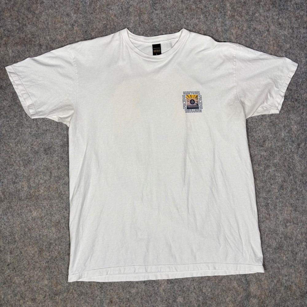 10 Deep Graphic T-Shirt Heavy Vibes Space Dub Streetwear Tee Mens L White